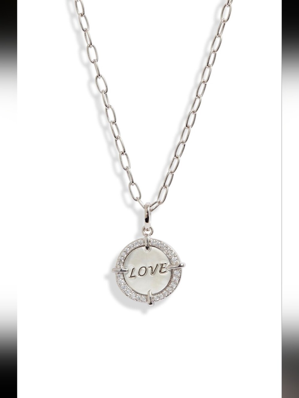 NADRI NWT Silver Love Round CZ Pendant Necklace Nwt